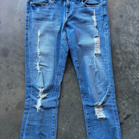 Frame Denim Le Garcon Skinny Jeans Women's 26 Blue Distressed Mid Rise Stretch - Picture 4 of 11